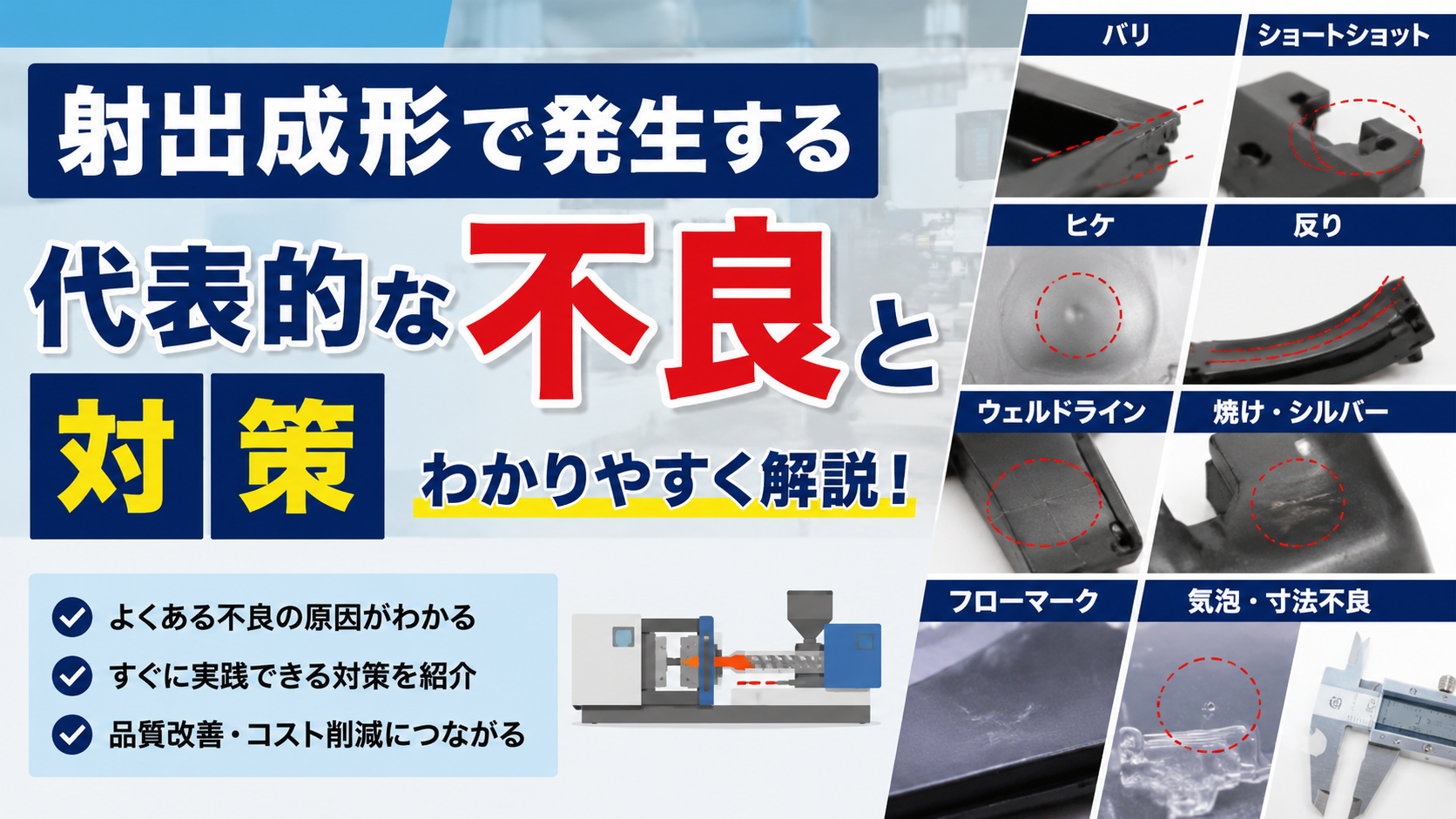 射出成形で発生する代表的な不良と対策